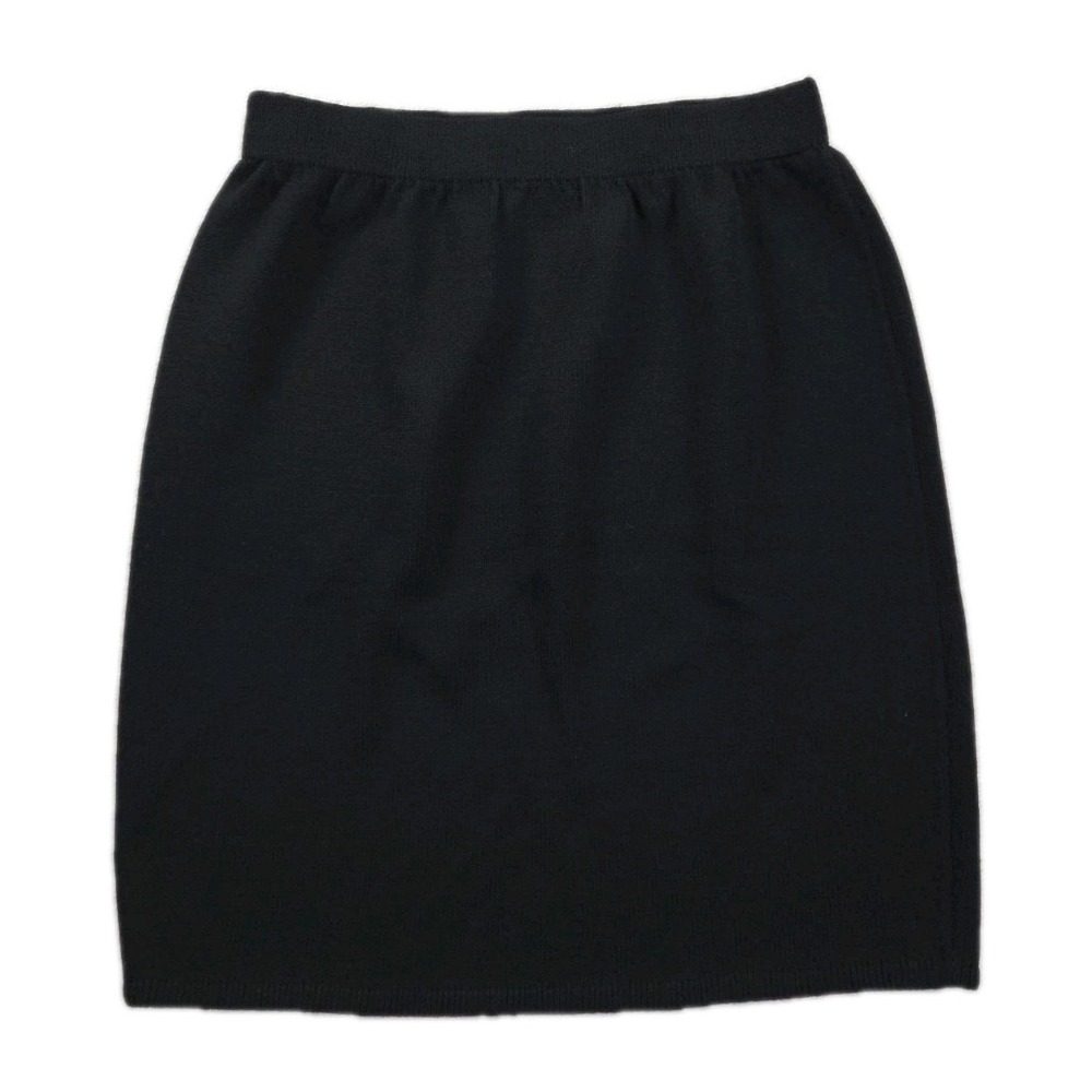 St John Collection Pencil Knit Skirt 10 Wool‎ Womens Black Italy Elastic Waist
